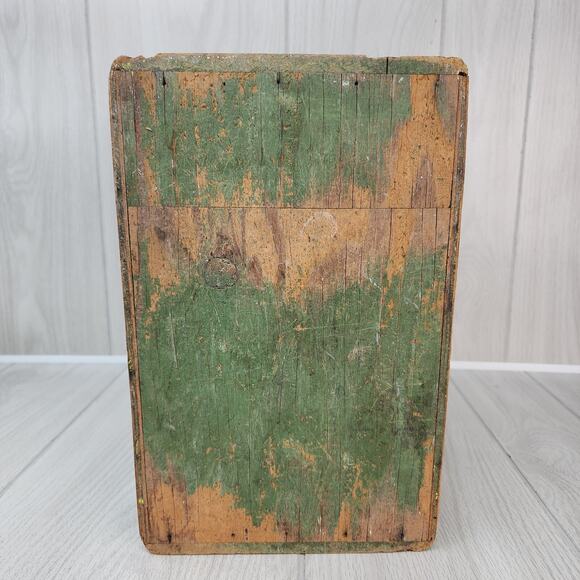 Vtg 1947 Wooden Box 12" X 9"x7" Green Carry All "Cold War Era" Tool Caddy Handle - Picture 14 of 16